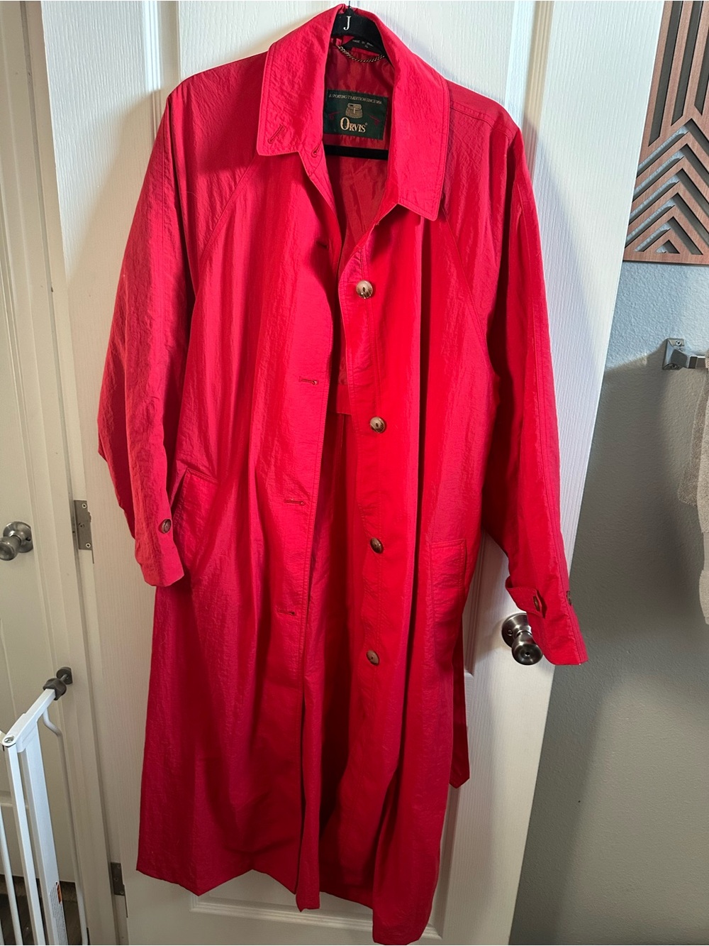 Orvis Bright Red Trench Coat